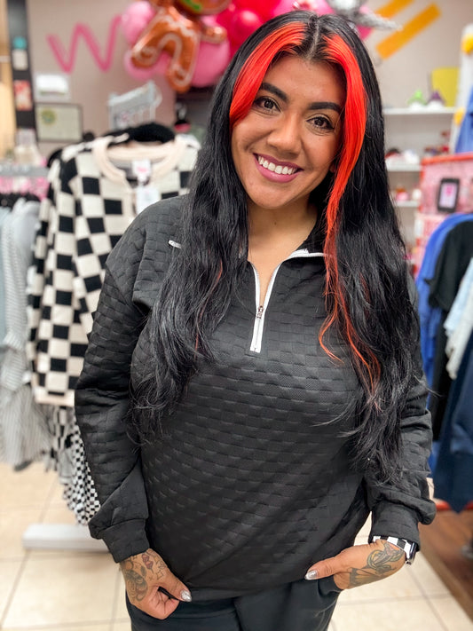 Half Zip Checker Pullover