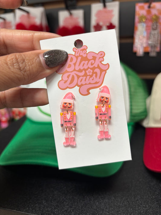 Mini Pink Nutcracker Earrings