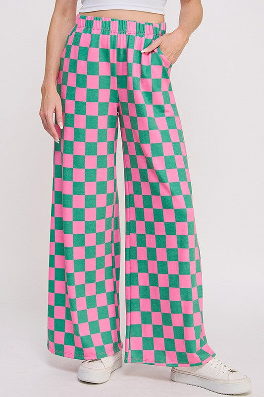 Green and Pink Checker Pants