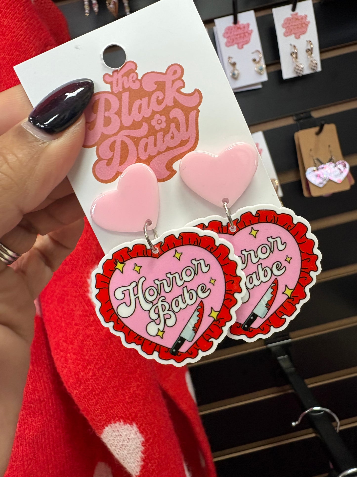 Horror Babe Heart Earrings
