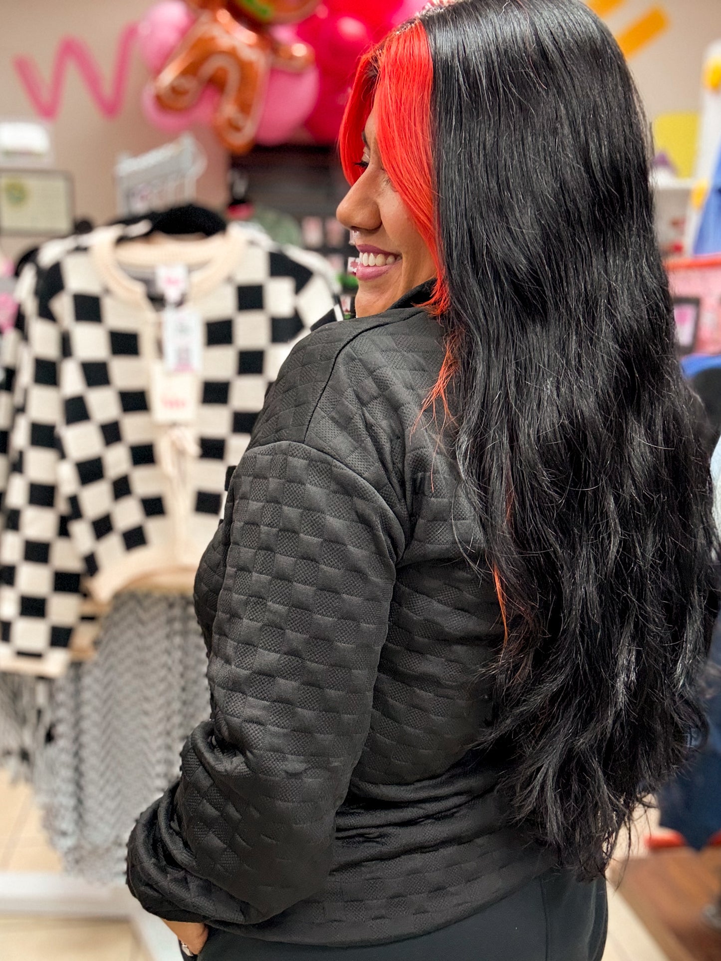 Half Zip Checker Pullover