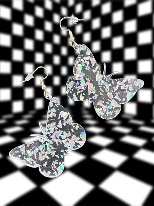 Holographic Flake Acrylic Butterfly Earrings