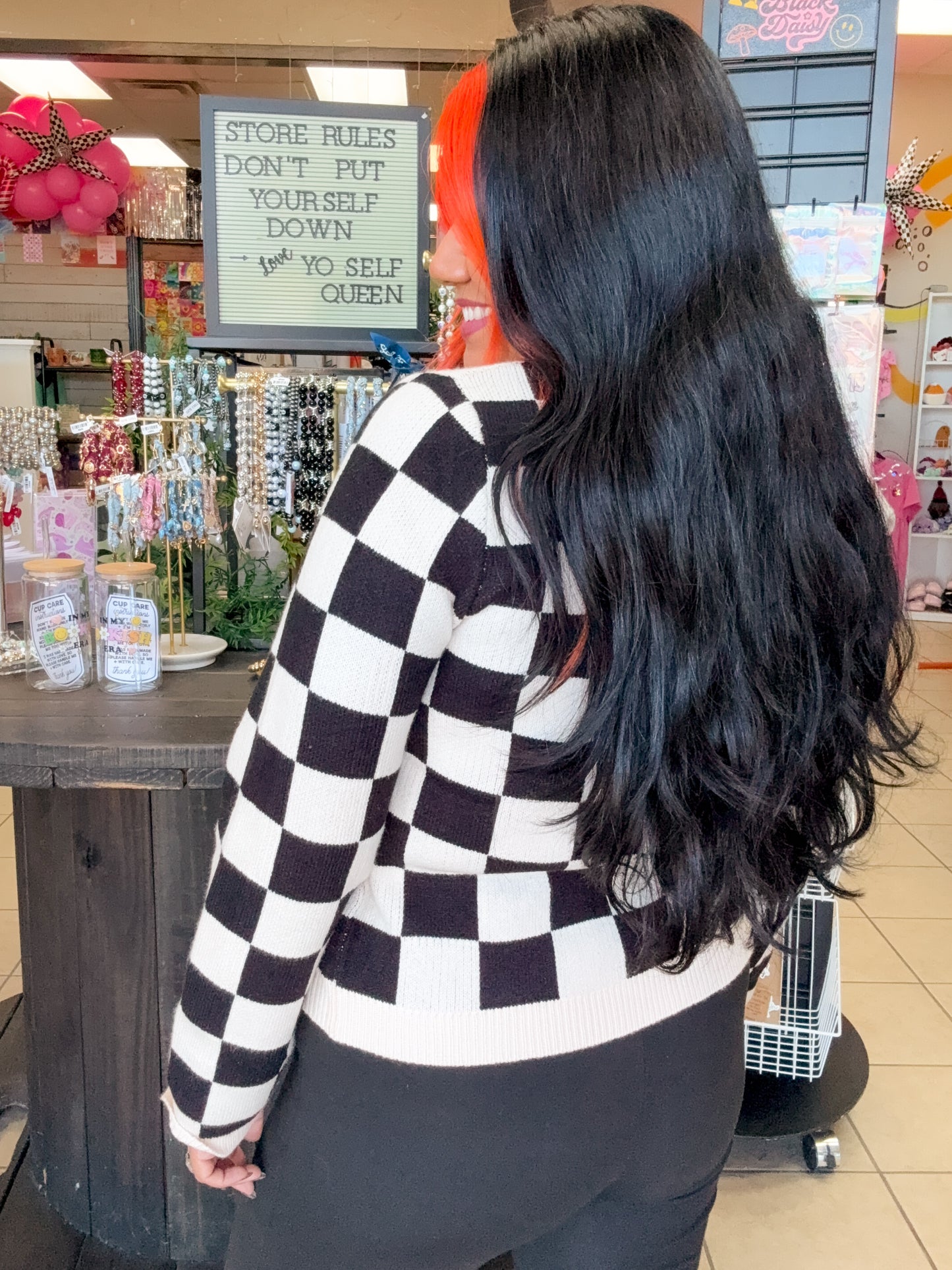 Checker Bow Ties Cardigan