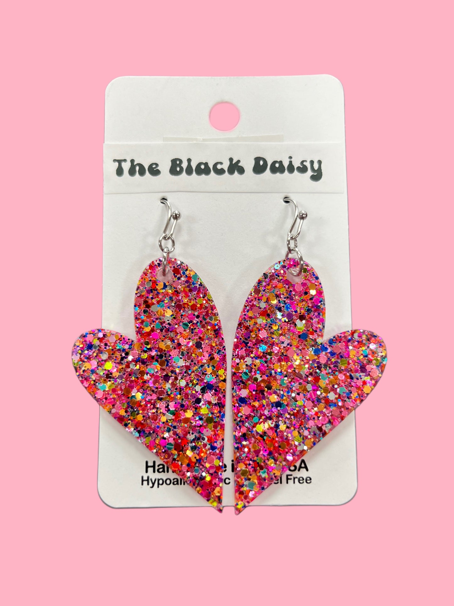 Glitter Heart Earrings