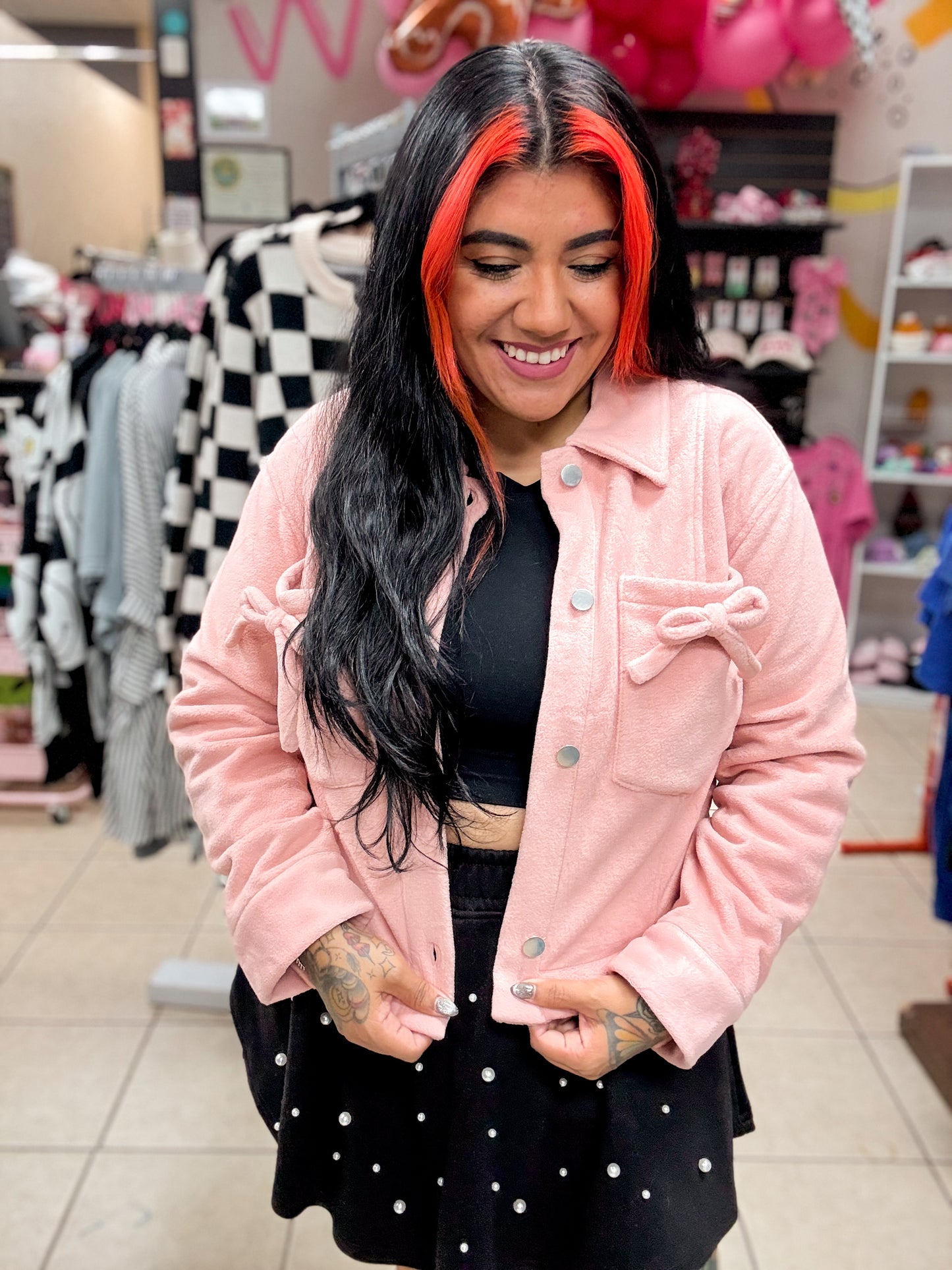Pink Crop Bow Jacket