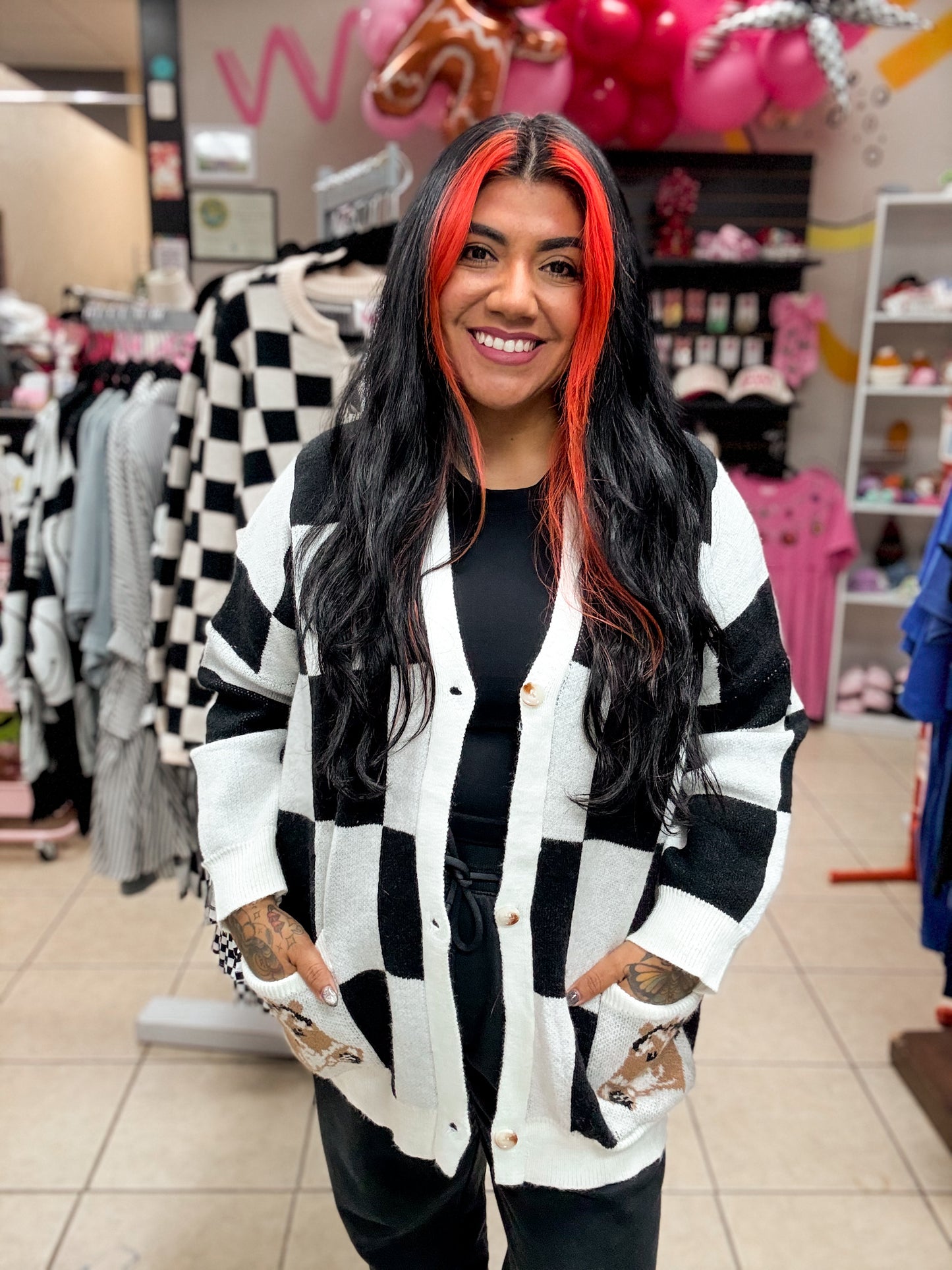 Checkered Horse Cardigan