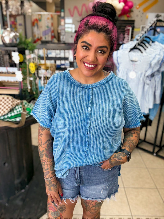 Sky Blue Mineral Wash Top