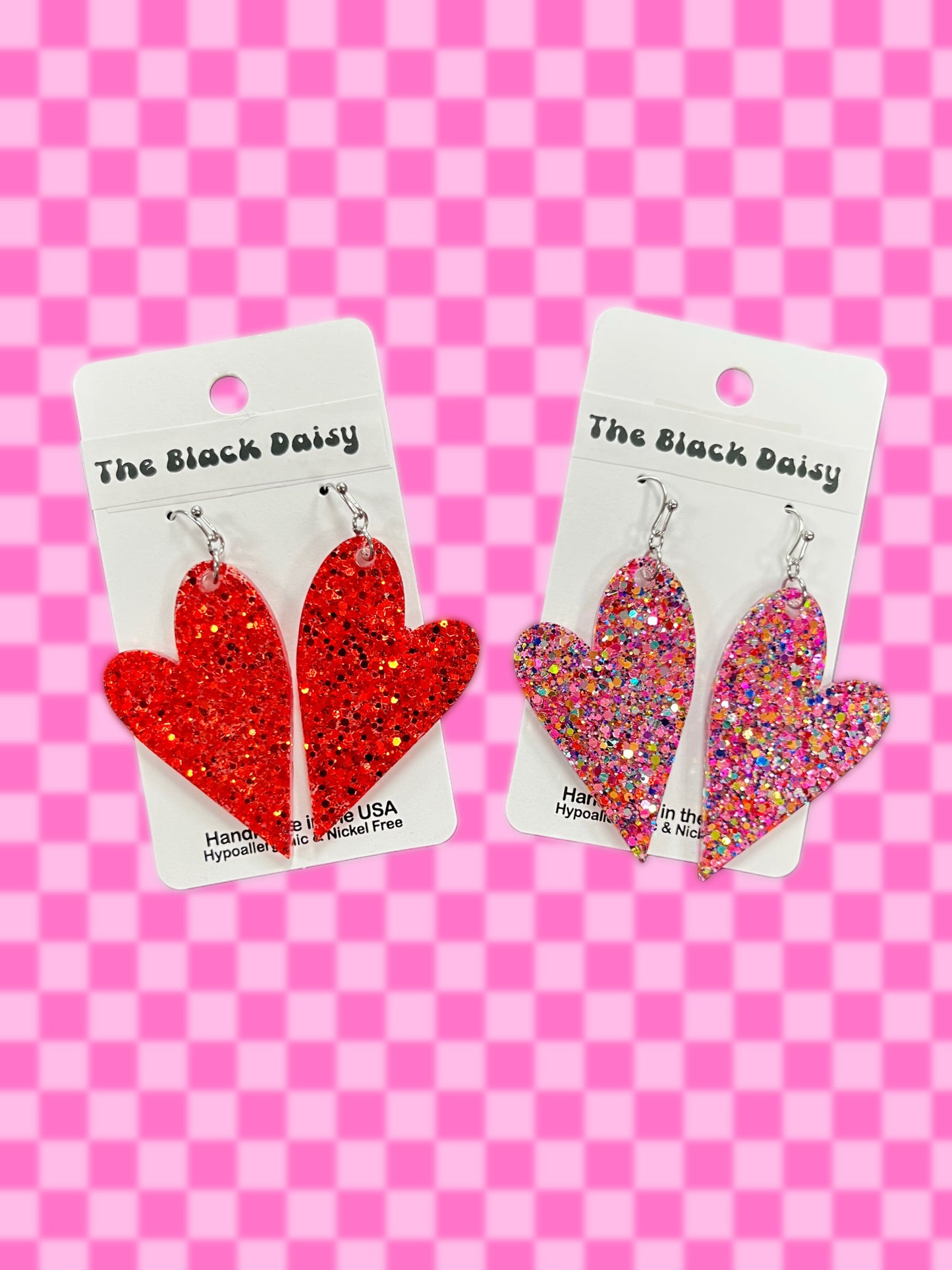 Glitter Heart Earrings