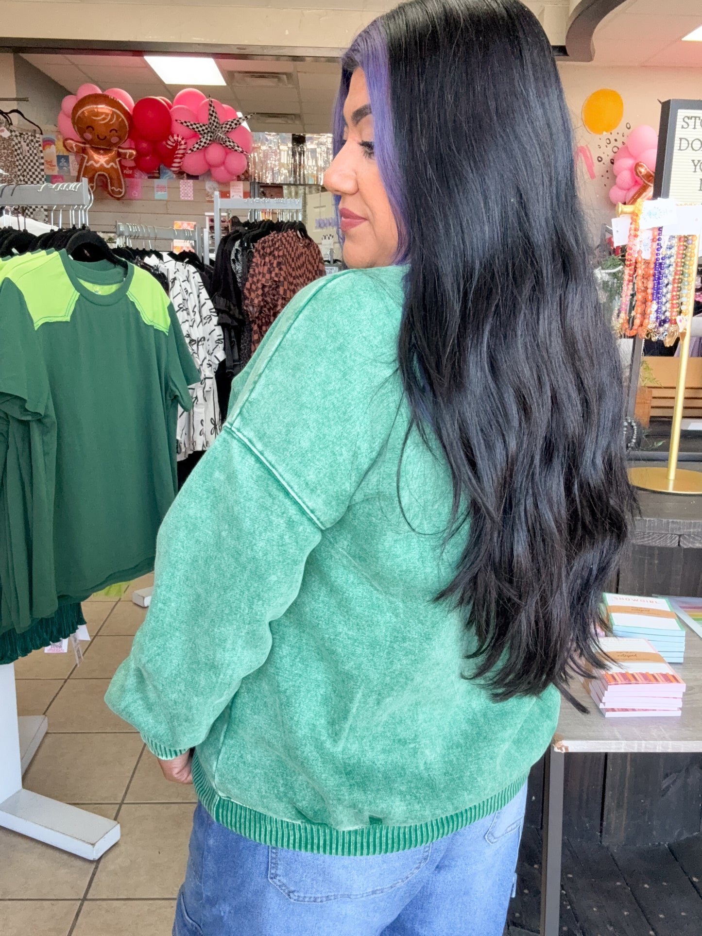 Green Mineral Washed Sweatshirt