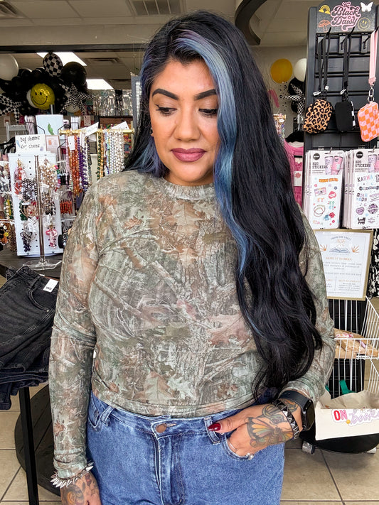 Camo Mesh Top