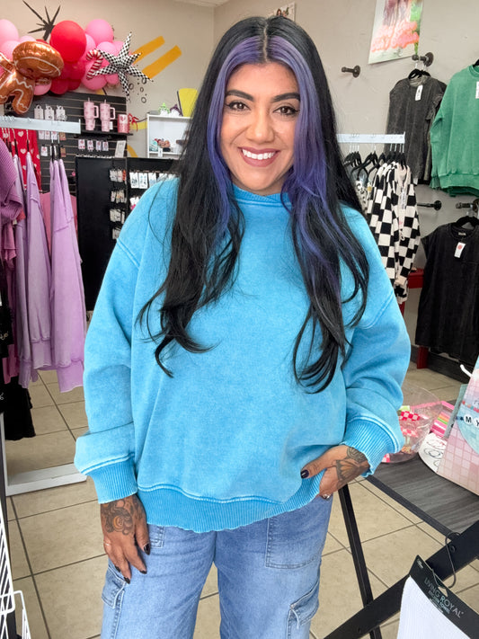 Ocean Blue Mineral Washed Sweatshirt