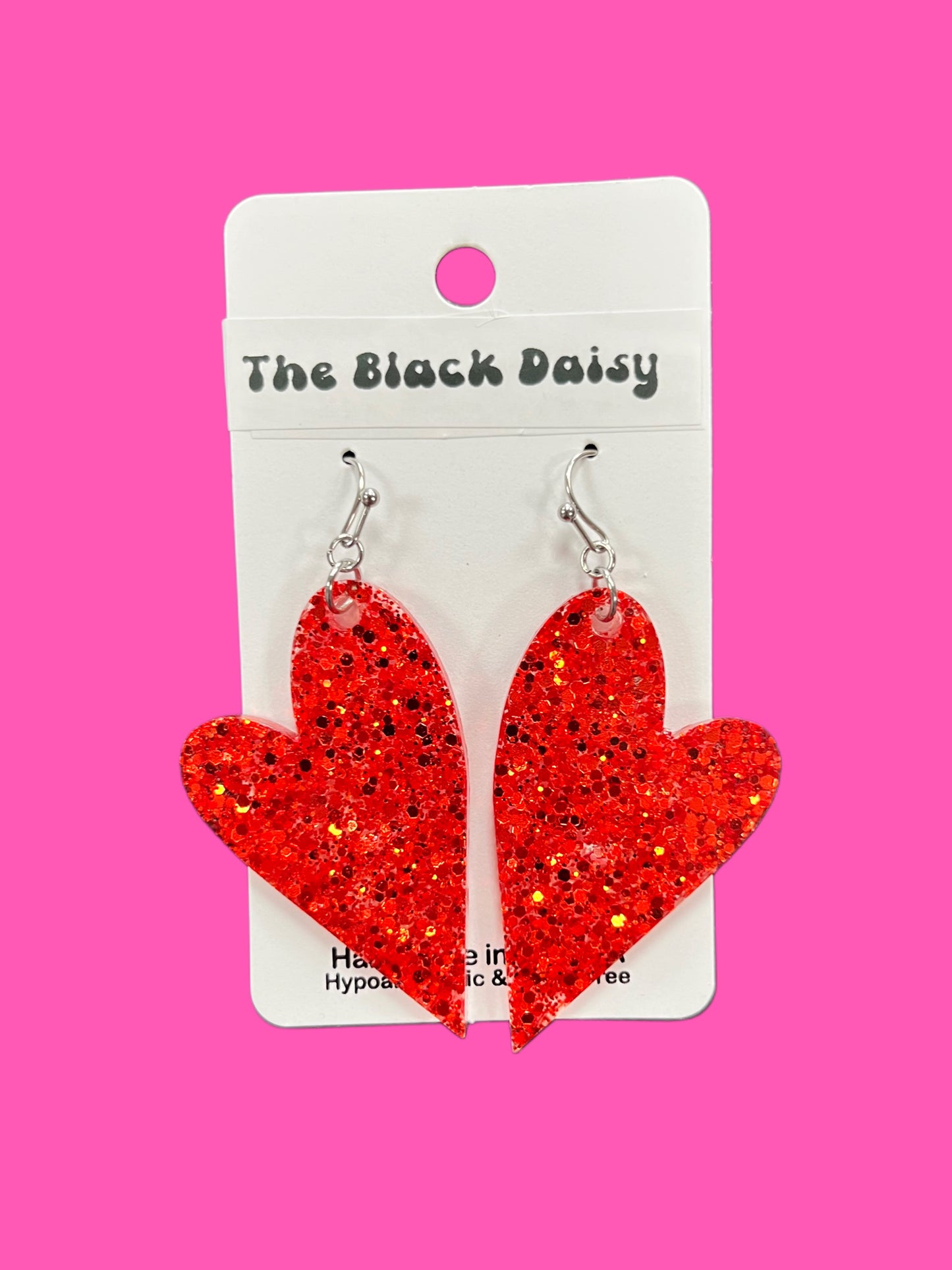 Glitter Heart Earrings