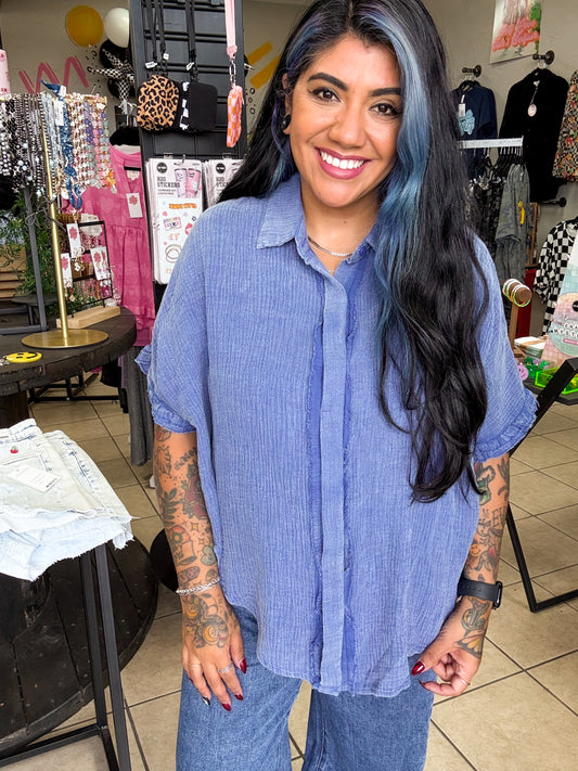 Feeling Blue Oversized Top