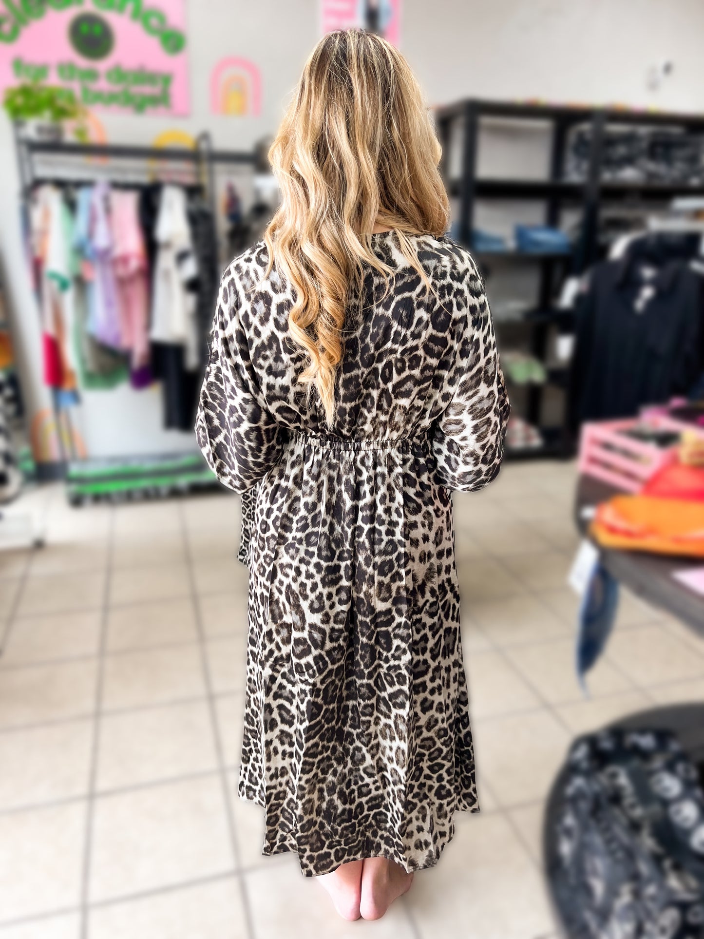 Leopard Satin Maxi Dress