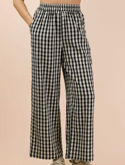 Gingham Wide Leg Pants