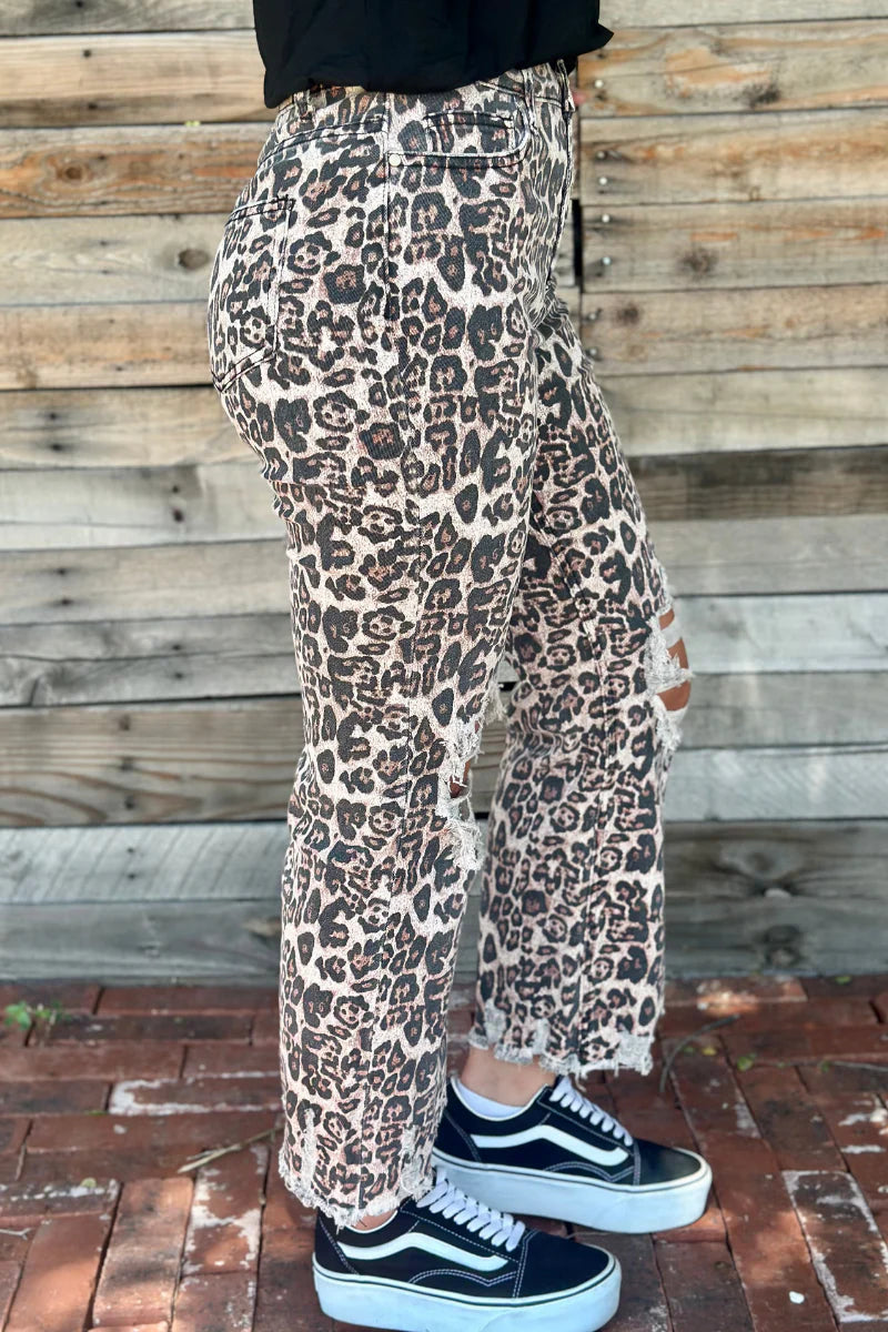 Leopard Distressed Jeans