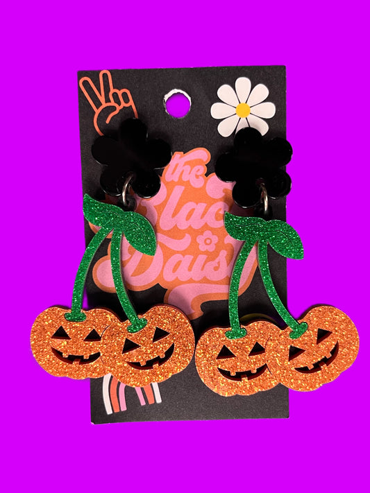 Cherry Jack-O-Lantern Earrings