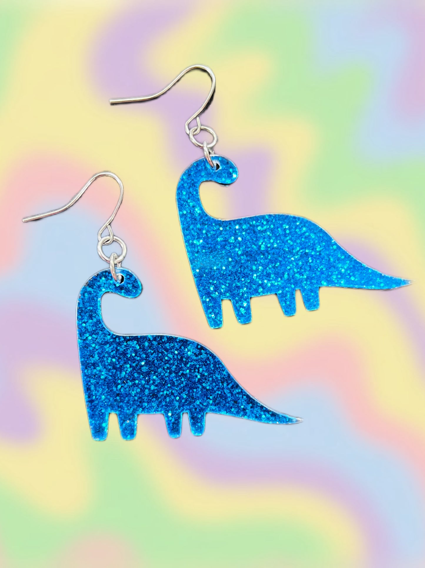 Cute Blue Dinosaur Dangle Earrings