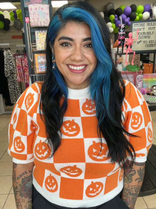 Pumpkin Checkered Top