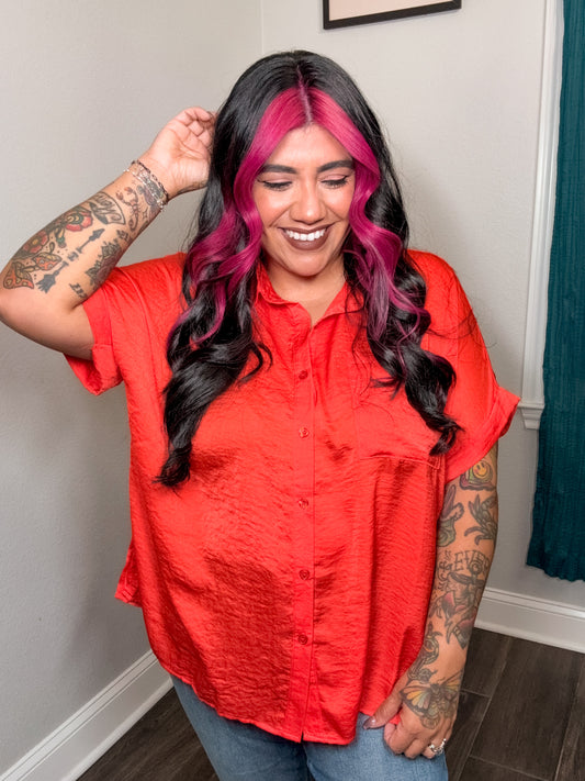 Boxy Red Satin Top