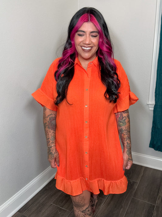 Orange Plisse Dress