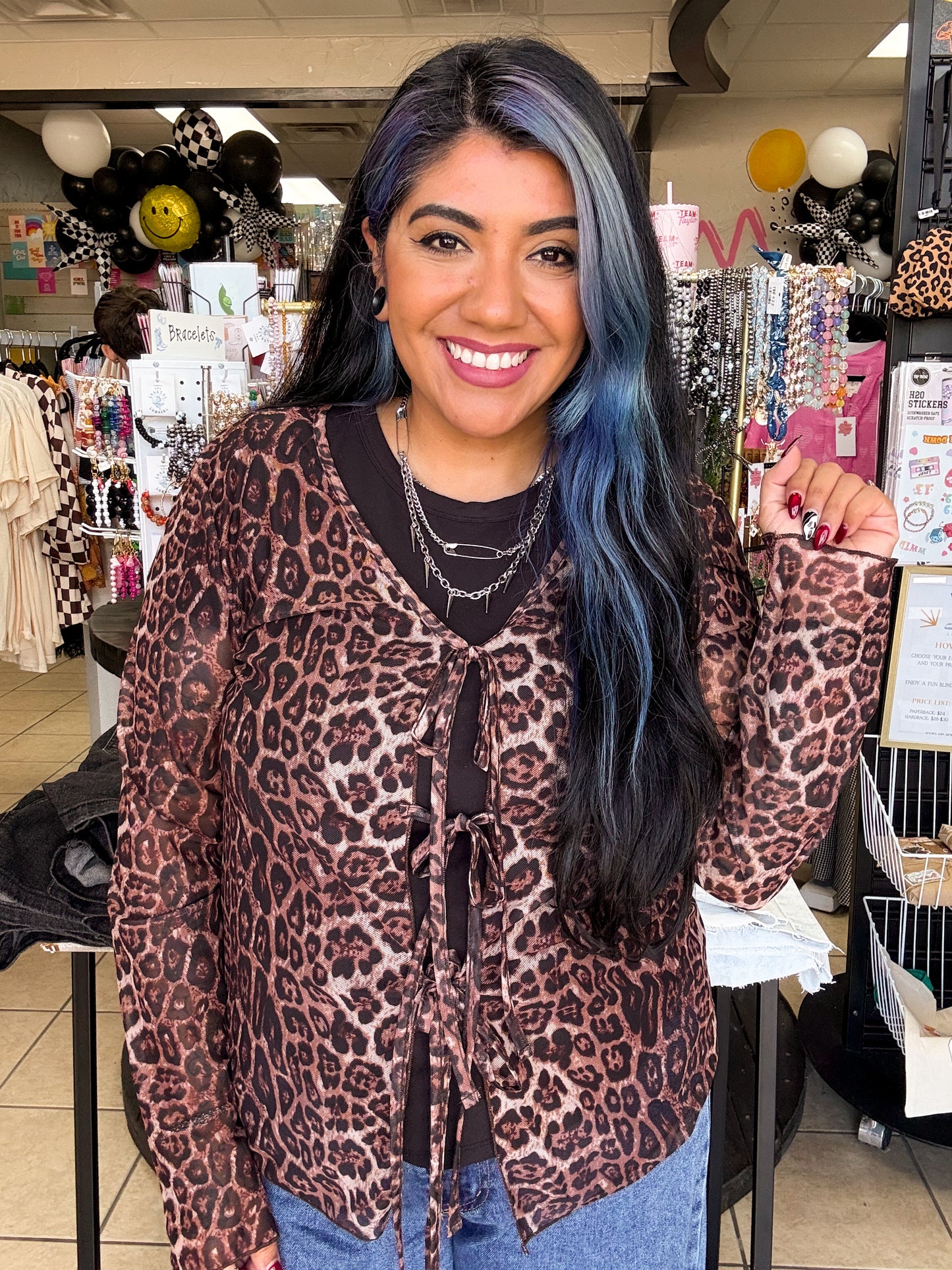 Leopard Mesh Top