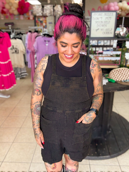 Ash Black Gauze Romper