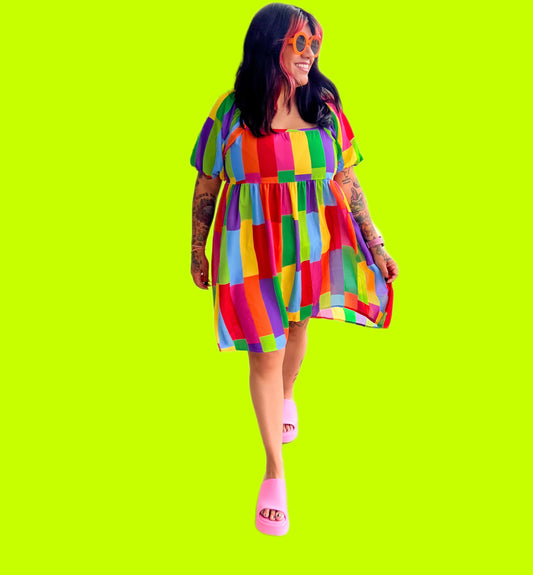 Rainbow Babydoll Dress