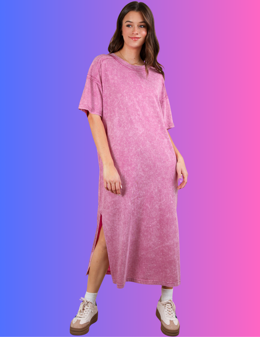 Orchid Mineral Wash Midi Dress